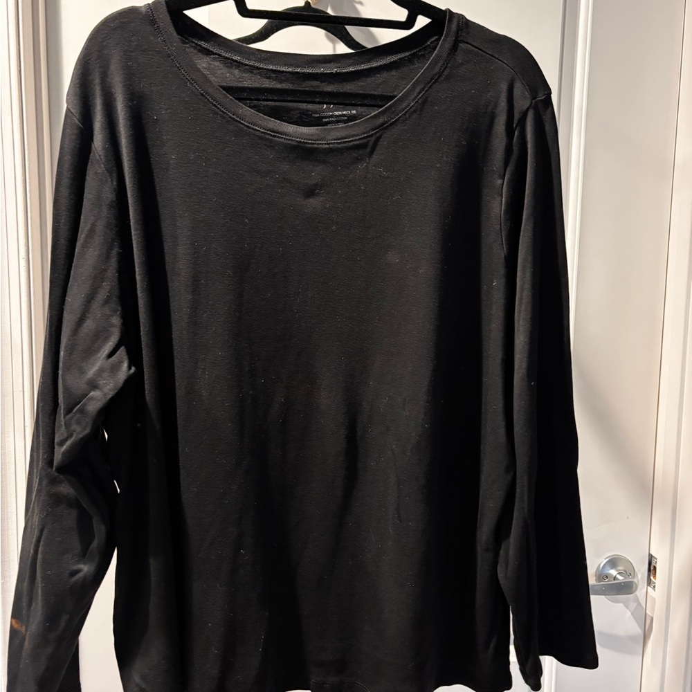 J. Jill Black Pima Cotton Crew Neck long sleeved  Tee